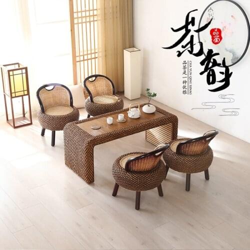 Japanese Rattan Coffee Table Living Room Minimalist Modern Floor Type Small Side Table Bedroom Balcony Wood Tatami Tea Table