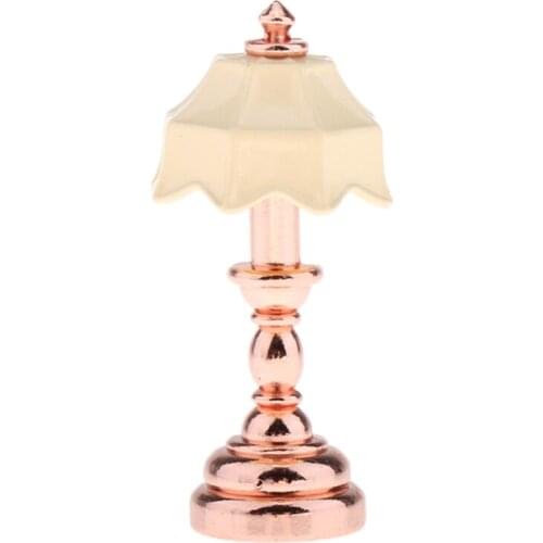 1:12 Dollhouse Miniature Furniture Umbrella Lampshade Table Lamp Light Model Decoration Kids Pretend Play Toy