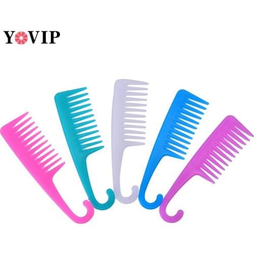 1Pc 22.5cm*6cm Wide Tooth Comb With Hook Detangling Reduce Hair Loss Comb Hairdress Salon Tools