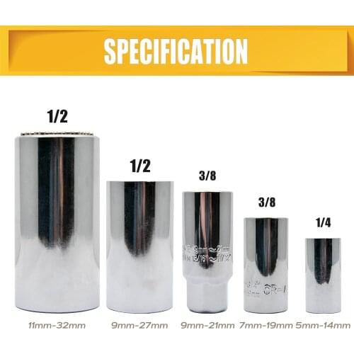 1x Wrench Universal Sleeve 7-32mm Spanner Key Style Grip Multi Hand Tools Cr-v Sleeve