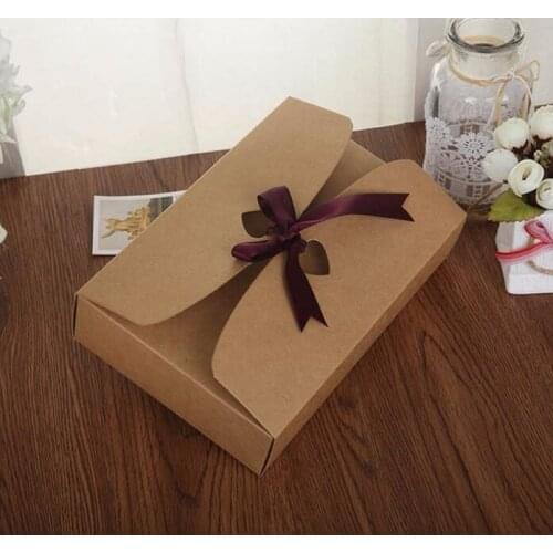 10PCS Brown Carton Kraft Shirt Paper Box Kraft Cloth Gift Packing Boxes Silk scarf Gift Boxes with ribbon large kraft box