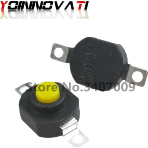 100Pcs 2Pin Horizontal Flashlight Button Switch 1412-KD Self Lock ON-OFF SPST Yellow Push button 1.5A 250V AC