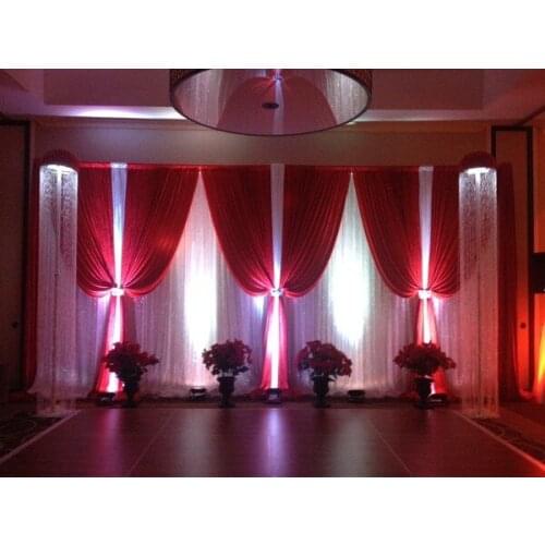 3M(H) * 6M(W) Wedding curtain hot red & pure white wedding backdrop