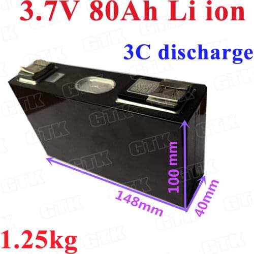 3pc 3.7v 80Ah lithium ion battery high drain 3C power cell for diy 24v 12v sightseeing coach/Lighting/Solar energy storage