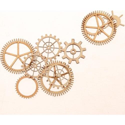 36pc Mixed Wood Gear Shapes Pieces For Art DIY Craft Steampunk Embellishment