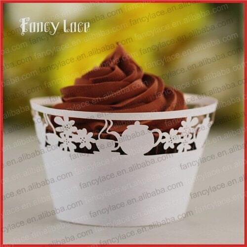 60PCS Creative Lace Flower Wedding Party Decorations Paper Laser Cutting Cupcake Cake Wrappers,Decorative Party Cup Cakes Liners