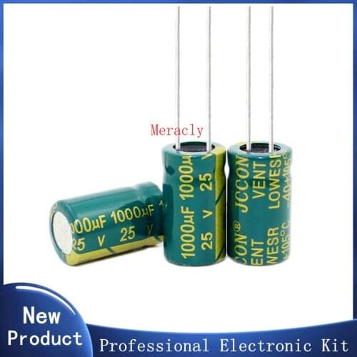 5PCS 25V 1000UF Aluminum electrolytic capacitors Own factory long life High frequency and low resistance best quality 20