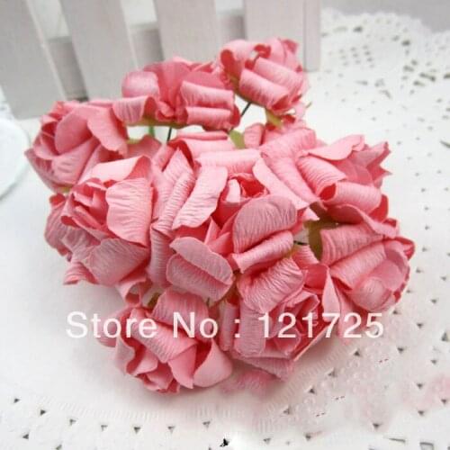 Large pink curling artificial flower handmade DIY candy box craft paper flowers wedding supplies candy box accessories flower