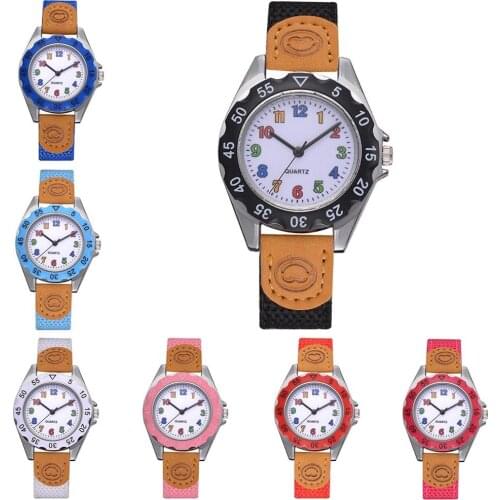 Relojes Fashion Children Kids Arabic Numbers Nylon Band Wristwatch Analog Quartz Watch For Gifts Kids Watches Round Dial Reloj