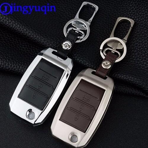 Key Chain Remote 3 Buttons Zinc Alloy+Leather Car-Styling Key Cover Case For Kia Sportage R K3 K4 K5 2015 Ceed Sorento One Set
