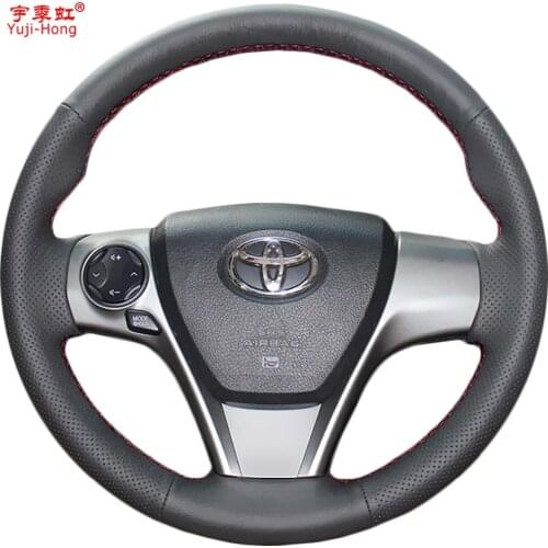 Yuji-Hong Black thread Car Steering Wheel Covers Case for Toyota Camry 2012 Venza 2013 Camry Sports X Cover