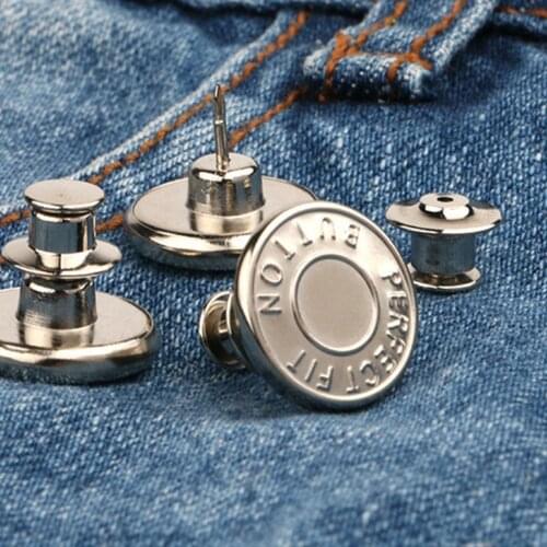 5pieces Jeans Button Waist Button No Nail No Seam Metal Denim Coat Button Detachable Waist Button Sewing Crafts Accessories