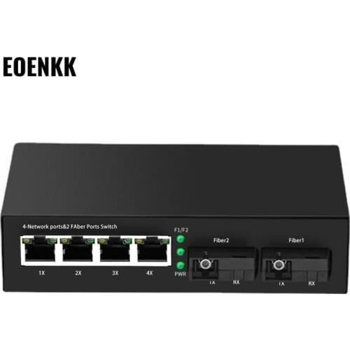 Ethernet Switch Converter 4 Rj45 And 2SC Ports Giga Bit Transceiver Single Mode Single Fiber Photolectric Transducer