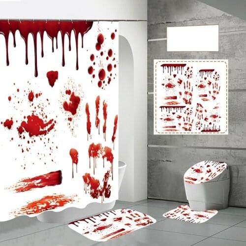 Halloween Blood Hand Bathroom Shower Curtain Waterproof Polyester Terror Mat Halloween Atmosphere Props Frightening
