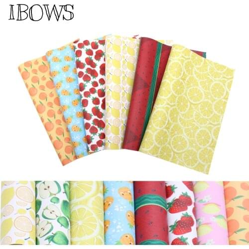 IBOWS 22*30cm Snythetic Leather Fabric Friuts Printed Faux Leather Vinyl Fabric for DIY Hair Bow Bags Crafts Handmade Material
