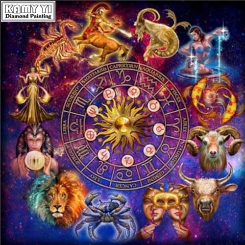 KAMY YI 5D DIY Diamond Painting Embroidery constellation Full Square / Round Diamond Mosaic Diamond Painting Decoration