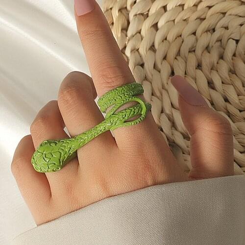 Green snake ring set for women two in one ring set funny fancy teenage egirls unique creeative jewelry y2k 90s punk hip-hop