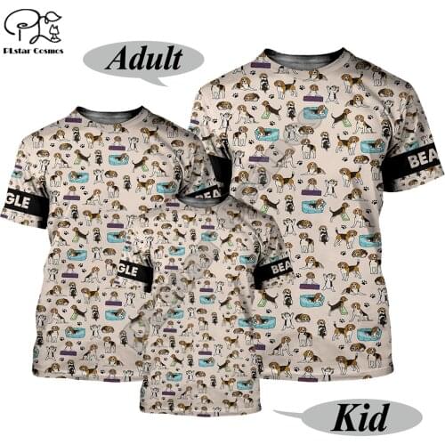 PLstar Cosmos Summer 3D Print Dog Funny Animal Childrens Costume T-Shirts Adult/Kid Short Sleeve Casual Parent-Child Outfit D1