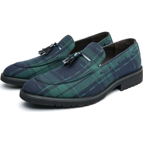 Fashion Mens Plaid High Quality Tassel Retro Classic Set Wear Casual Fashion Single Shoes Zapatos De Hombre HA856