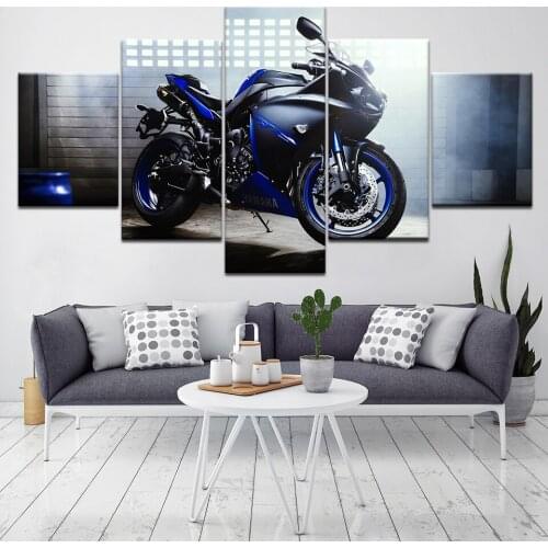 Cool Racing Motorcycle 5 Piece HD Wallpapers Art Canvas Print modern Poster Modular art painting for Living Room Home Decor