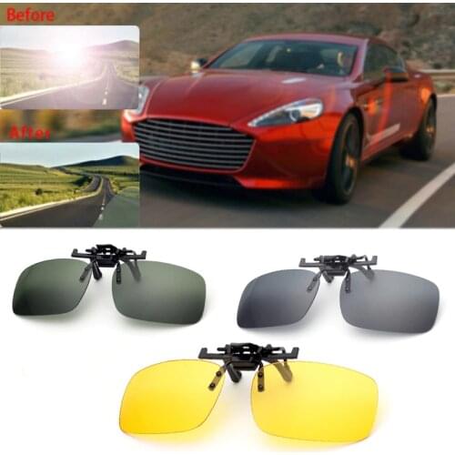 Polarized Clip On Sunglasses Driving Night Vision Lens Sun Glasses Male Anti-UVA