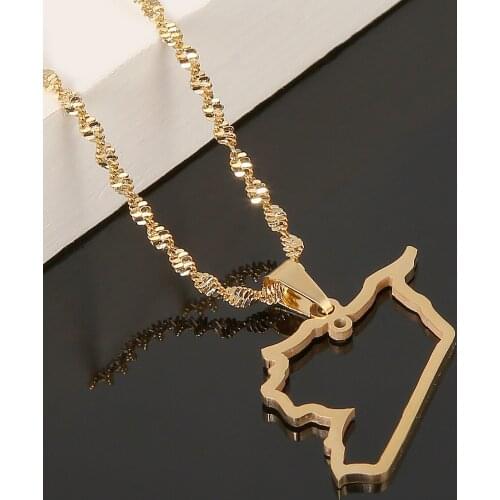 Stainless Steel Syria Map Pendant Necklace Fashion Syrians Map Chain Jewelry