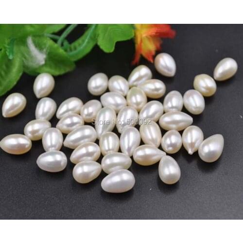 Genuine Lots 20 PCS 7.5-8mm half drilled white drop freshwater pearl