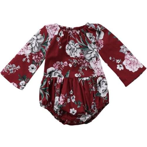 Hot Newborn Infant Baby Girl Cotton Long Sleeve Floral Bodysuit Jumpsuit Clothes 0-3 Y