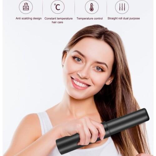 Fast Warm-up Professional USB Charging Curler Hair Straightener Mini Wireless Cordless Straightening Flat Iron Hair Clipper
