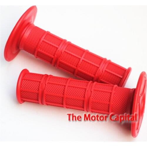 Motorcycle protaper DIRT PIT BIKE MOTOCROSS HAND LEBAR RUBBER GEL Handle Grips W/ BAR END brake hands Handle red full color