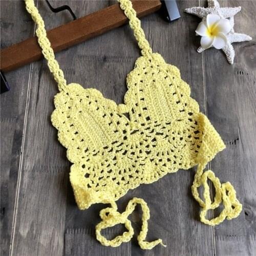TELOTUNY Swimwear Kids Girl Swimsuit Crochet Straps Bikini Swimwear Outfit Top Clothing Solid Knit Kids Swimsuit Top