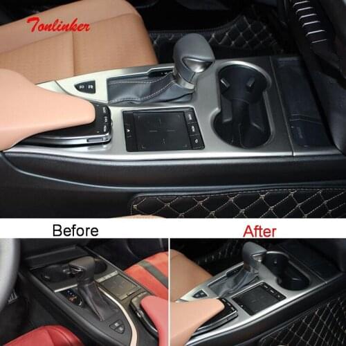 Tonlinker Interior Car Gear position Cover case Stickers for Lexus UX260h 2019 Car Styling 3 PCS Stainless steel Cover stickers
