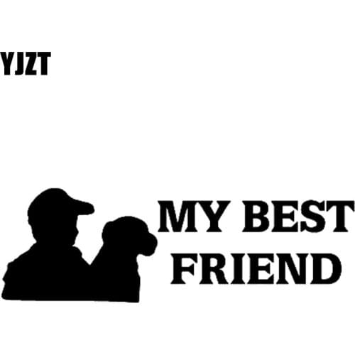 YJZT 16CM*5.3CM My Best Friend Dog Hunting Vinyl Decal Car Sticker Black/Silver C10-00507