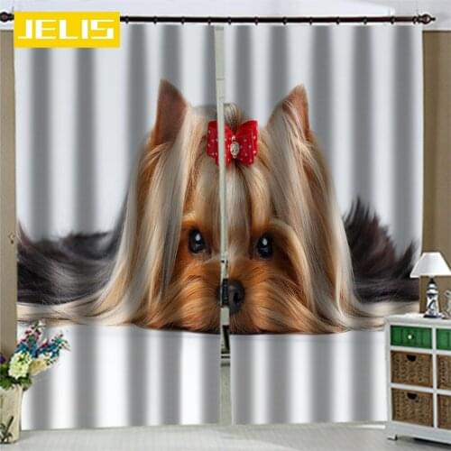 Cute Dog Blackout Curtains for Living Room Bedroom Decor for Children Window Treatments Backdrop Curtains Home Decor Custom Made