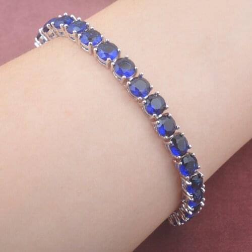 Amazing Crystal Link Chain Bracelet For Women Wedding Jewelry Silver Color Zirconia Bangle 7-8 inch 2020 New OS0131