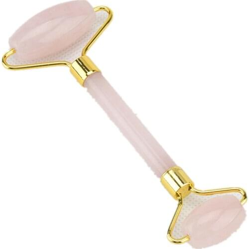 1pc 2 Head Jade Roller Face Thin Massager Smooth Quartz Crystal Stone Face-lift Natural Jade Device Facial Beauty Massage Tool