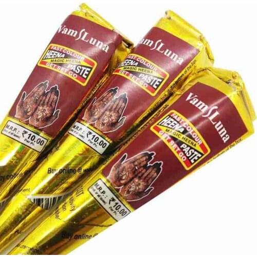 1pc Dark Red Herbal Henna Temporary Tattoo Cream Cone Indian Henna Tattoo Cream For Stencil Diy Women Body Art Painting Wedding