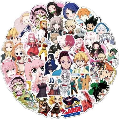 10/30/50PCS Mix Anime Demon Slayer My Hero Academia Haikyuu!! Stickers Laptop Luggage Fridge Guitar Cartoon Kid Sticker Decal
