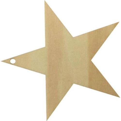 10Pcs Wooden Five Star Gift Decoration Tag Creative Party Birthday DIY Hanging Decoration Accessoriers Hole Wood Chips