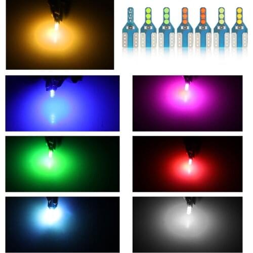 10pcs T10 W5W Led Bulb WY5W 194 168 Car Led Signal Lamp Interior Clearance Side Marker Light White Red Yellow Blue Green Pink