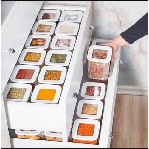 12pcs high quality storage box case food set vacuum cover organizer kitchen pantry bottle spice legume bowknot rice grain