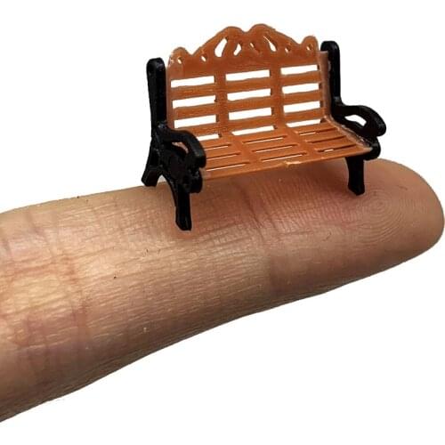 2 PCS of 1/87 HO Model Park Bench/Street Seats Bench Chair Model Train Platform Layout