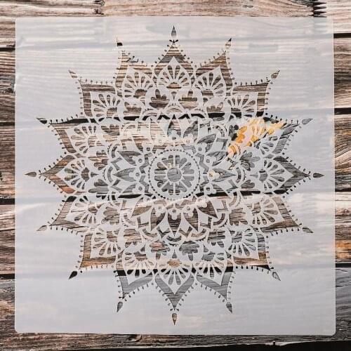 30*30cm PET Mandala Mold Painting Template Mandala Stencil Handmade Scrapbooking Stone Fabrics Reusable Walls DIY