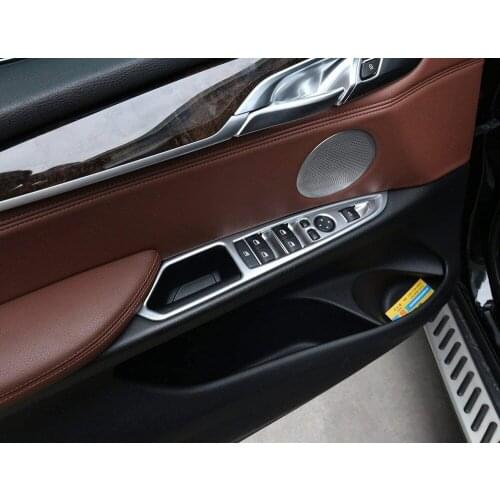 ABS Chrome Car Door Window Lift Switch Button Panel Cover Trim 4pcs For BMW X5 X6 F15 F16 2014-2017 For Left Drive
