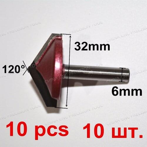6mm*32mm*120degrees-10PCS,Freeshipping CNC solid carbide 3D End Mill,tungsten steel woodworking insert router bit,wood tools