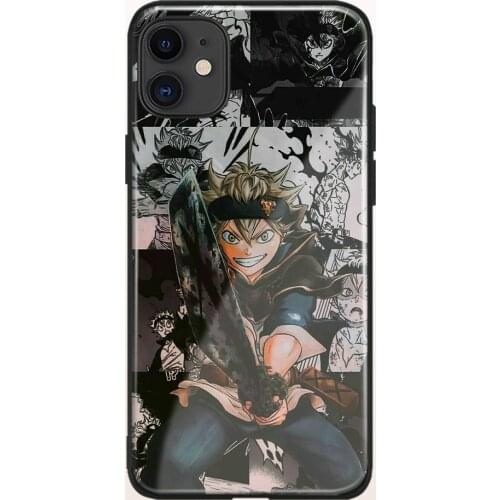 Asta Black Clover Anime Collage Glass Soft Silicone Phone Case for IPhone SE 6s 7 8 Plus X XR XS 11 12 Mini Pro Max Cover Shell