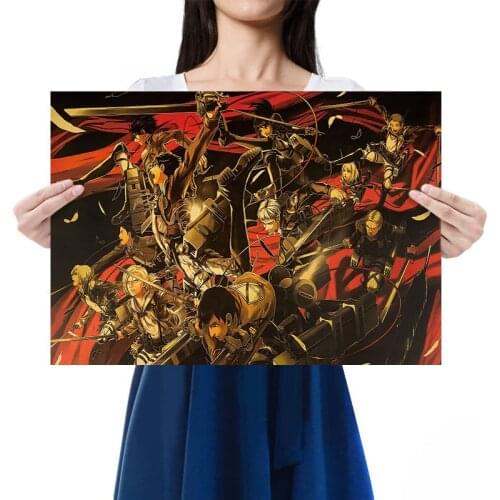 Attacking Giant Cartoon Characters Collection No Glue Print Posters Kraft Paper Retro Poster Home Decor Painting Wall Stickers