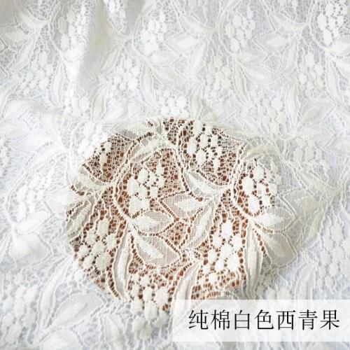 White Embroidery Lace Fabric Pure Cotton By The Per Meter for Clothing Wedding Dress Skirts Sewing Hollow Textile Cloth Black