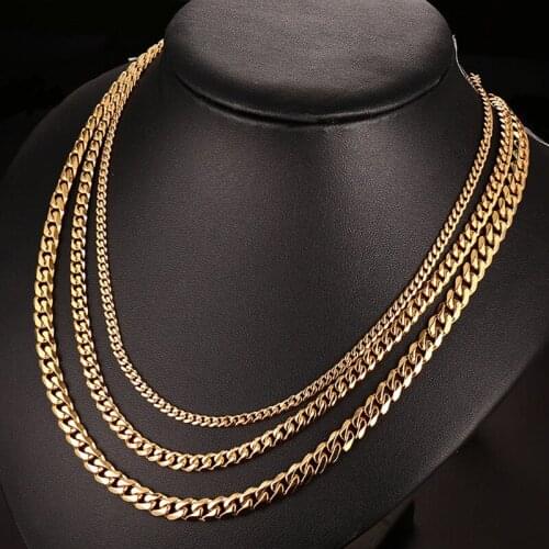 Gold chain necklace mens stainless steel cuban lager long chains necklaces hip hop jewelry gifts for male accessories wholesale