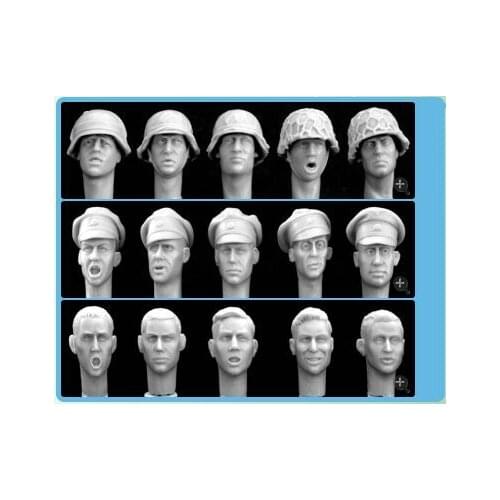 WWII soldier resin head (15 styles) 1:35